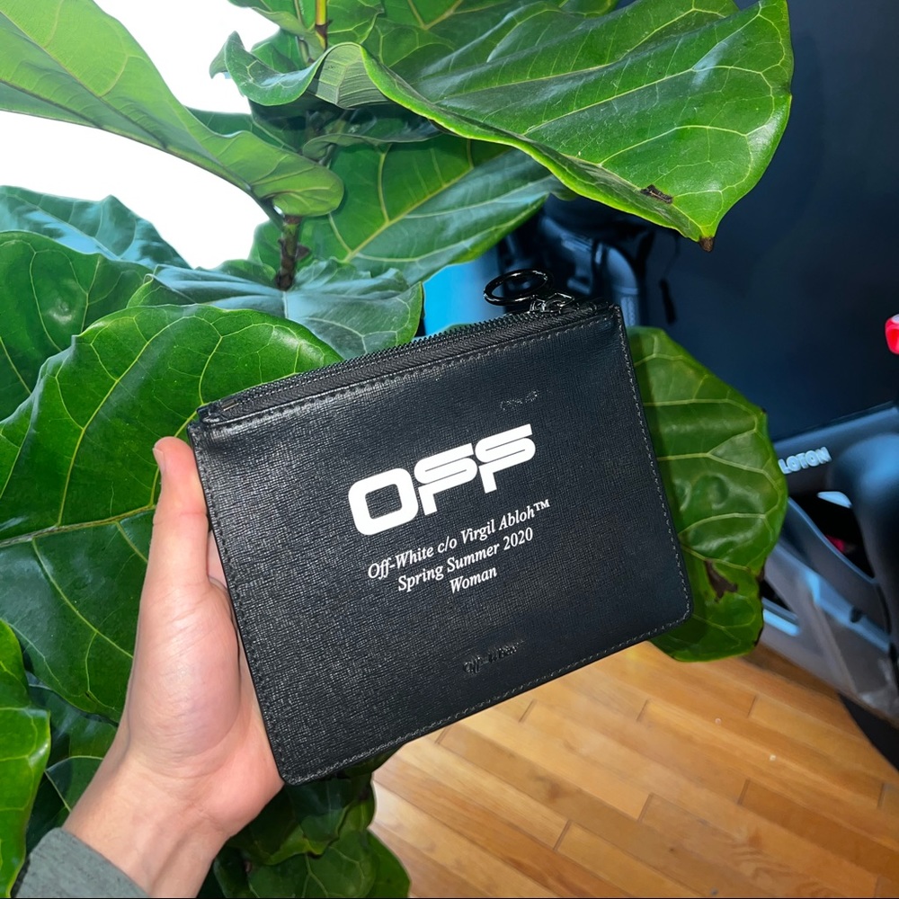 Off white wristlet pouch